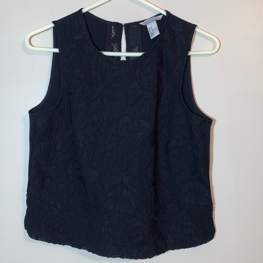 H&M Navy Lace Detail Crop Top